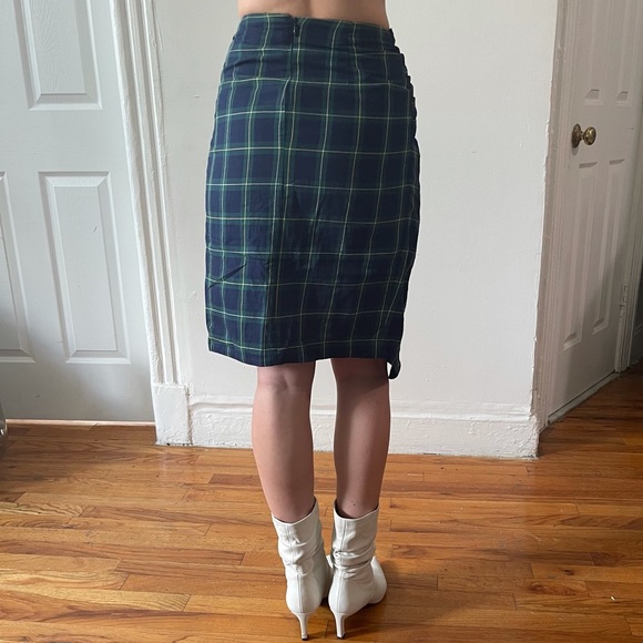 J.O.A. Los Angeles High Waist Plaid Tartan Midi Wrap Tie Pencil Skirt - XS / S - Picture 7 of 16
